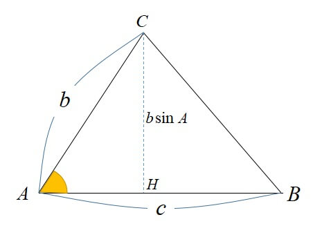 sinを用いる三角形の面積公式　証明